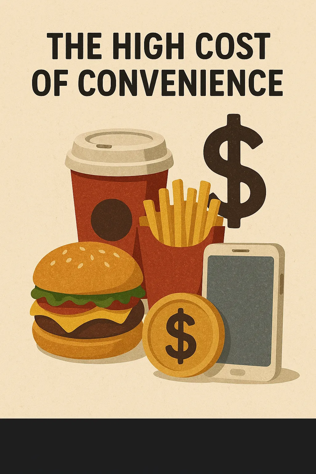 Everyday objects representing the hidden cost of convenience